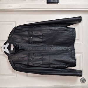 Calvin Klein Mens Charcoal Grey Leather Jacket Size M